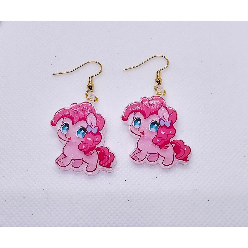 My Little Pony Inspired Earrings! Pinkie Pie! Handmade! Hypo-Allergenic Hook!